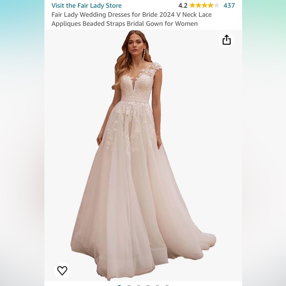 V neck lace wedding dress size 8